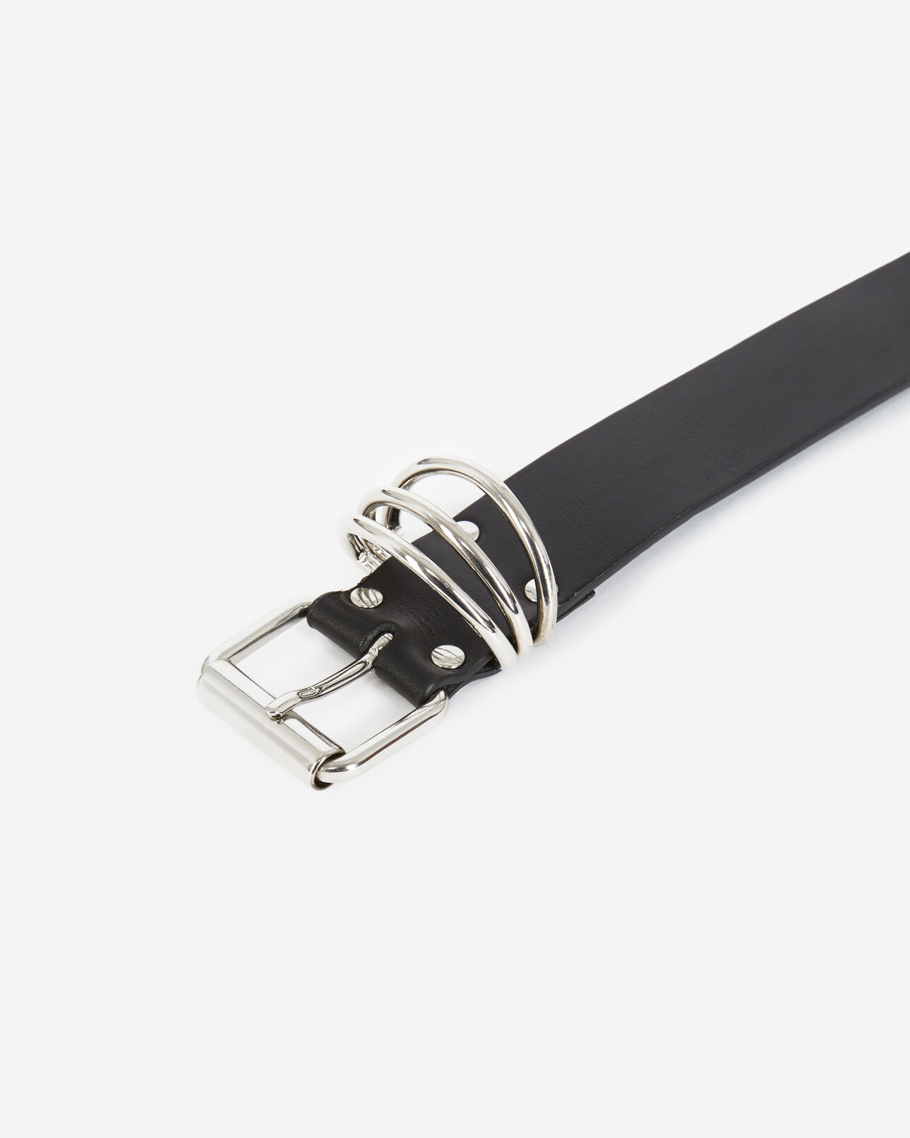The Kooples FEMME BLACK ceinture cuir simple noire à anneaux