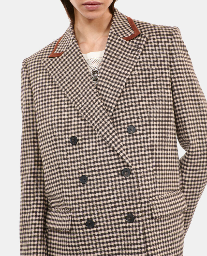 The Kooples FEMME ECRU BLACK veste tailleur à carreaux vichy