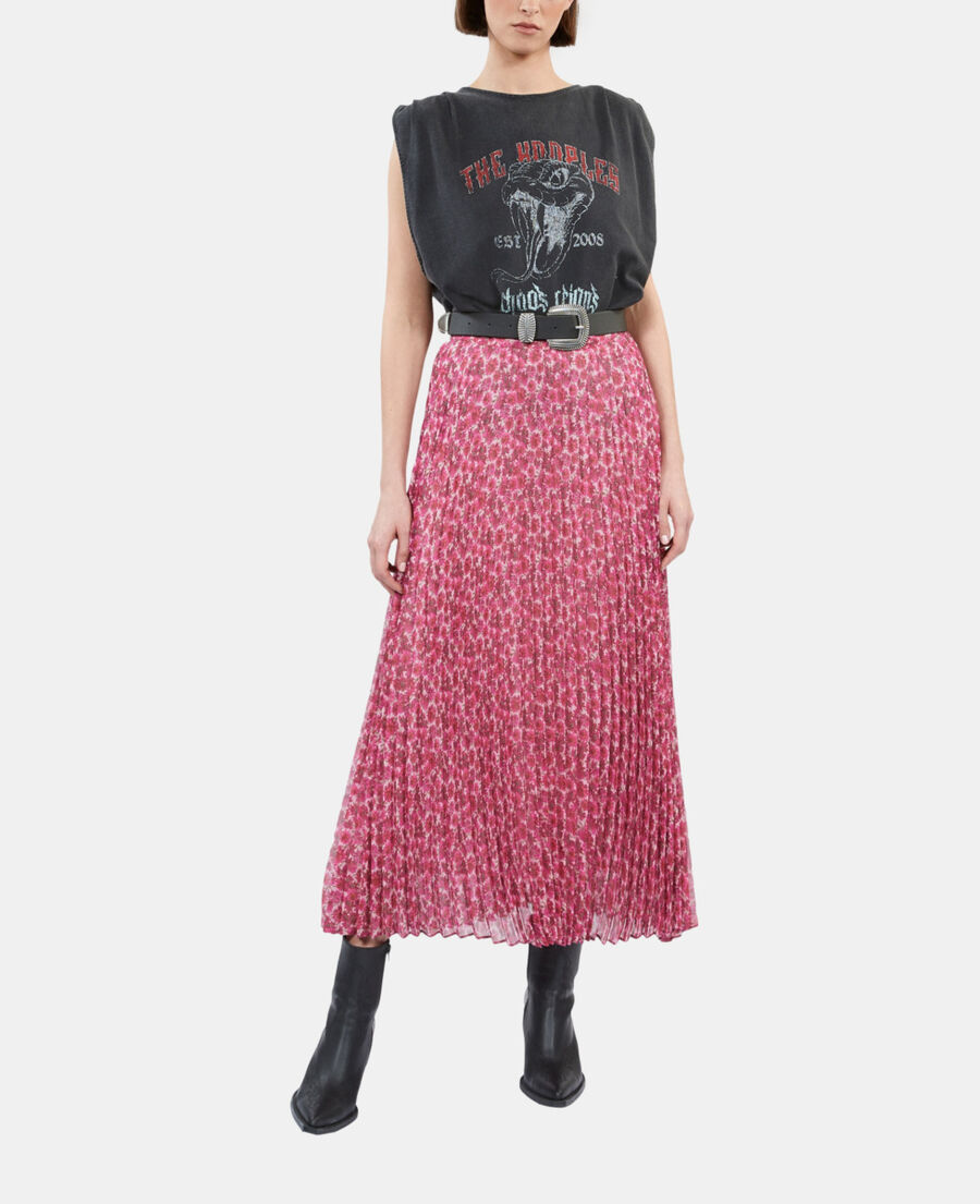The Kooples WOMEN PINK printed pleated long skirt