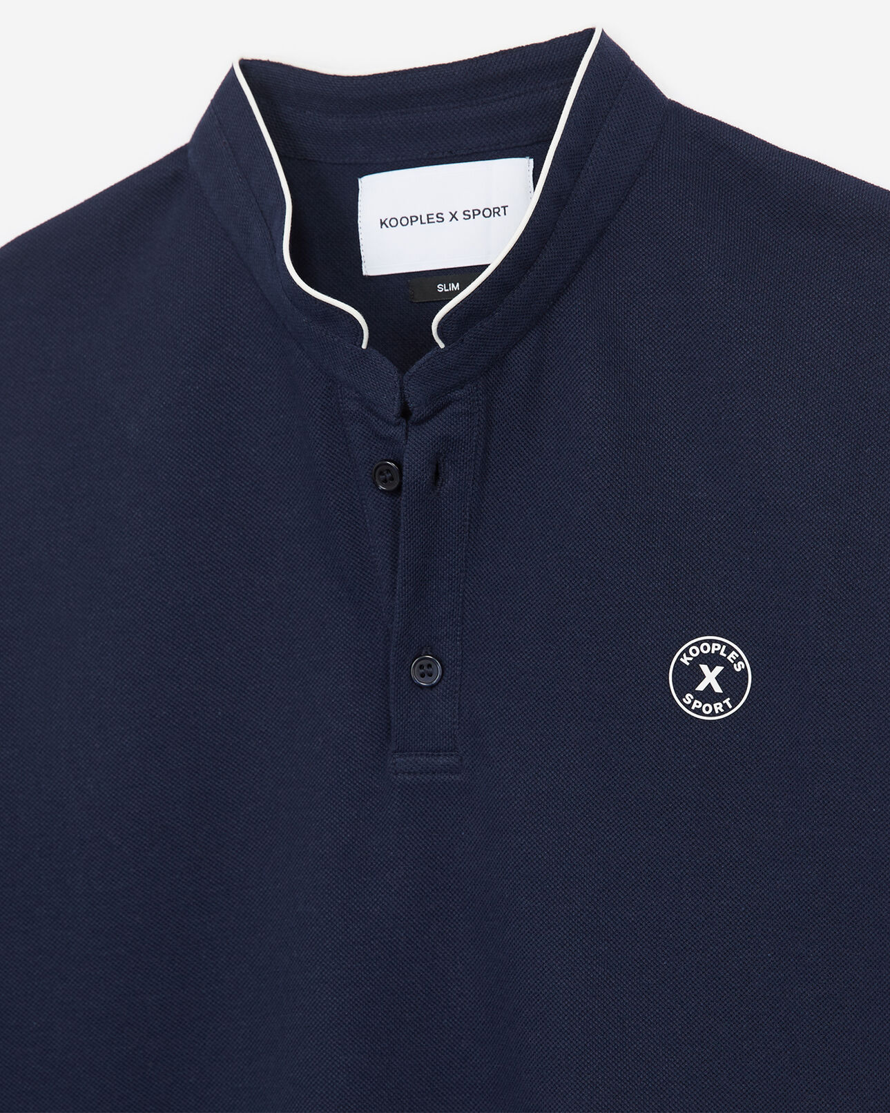 The Kooples HERREN NAVY blaues baumwoll-poloshirt mit kontraststreifen