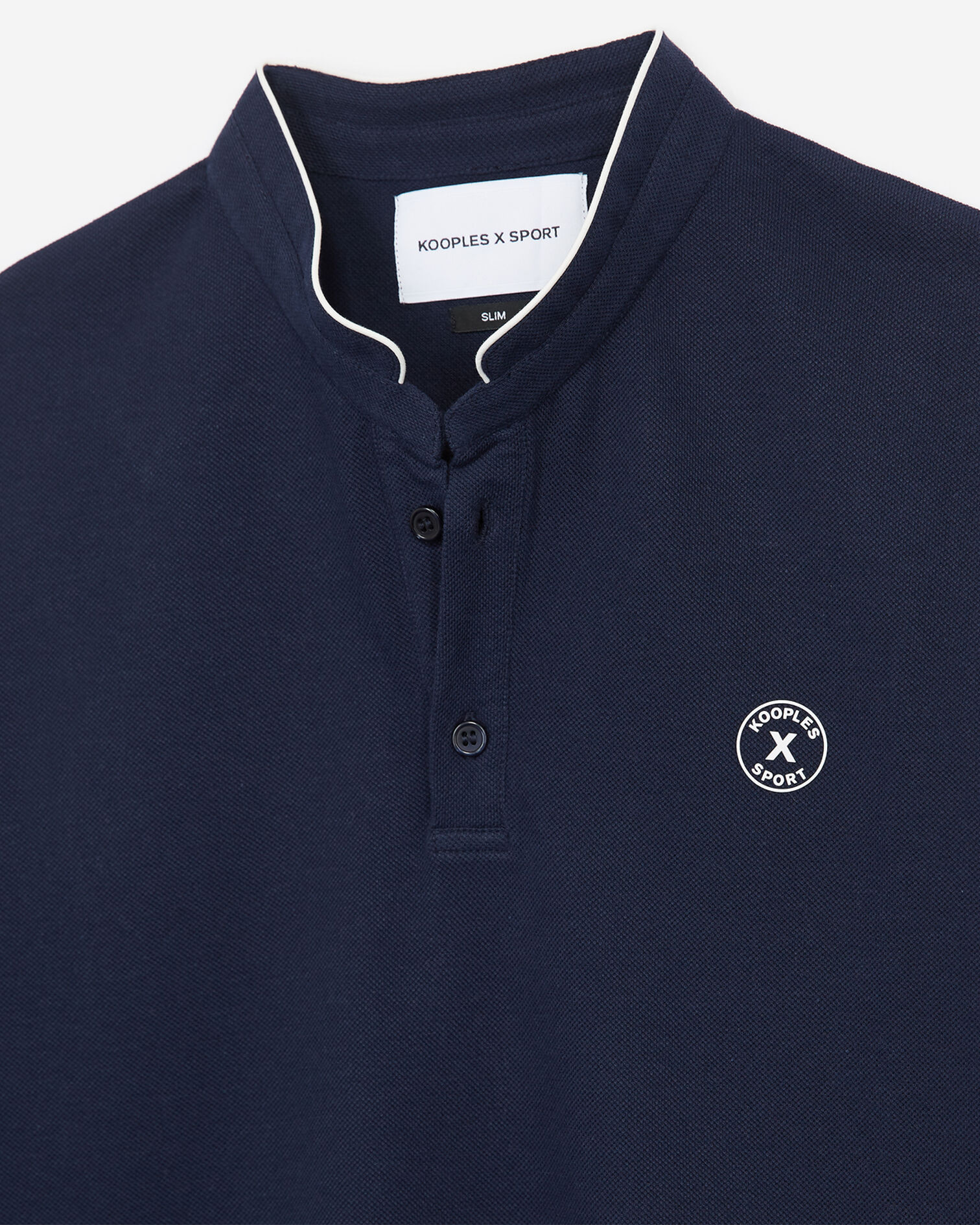 Blaues Baumwoll-Poloshirt mit Kontraststreifen, NAVY, hi-res image number null