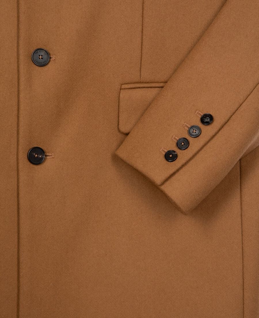 The Kooples HOMBRE CAMEL abrigo de lana con cuello de solapa de piel de camello