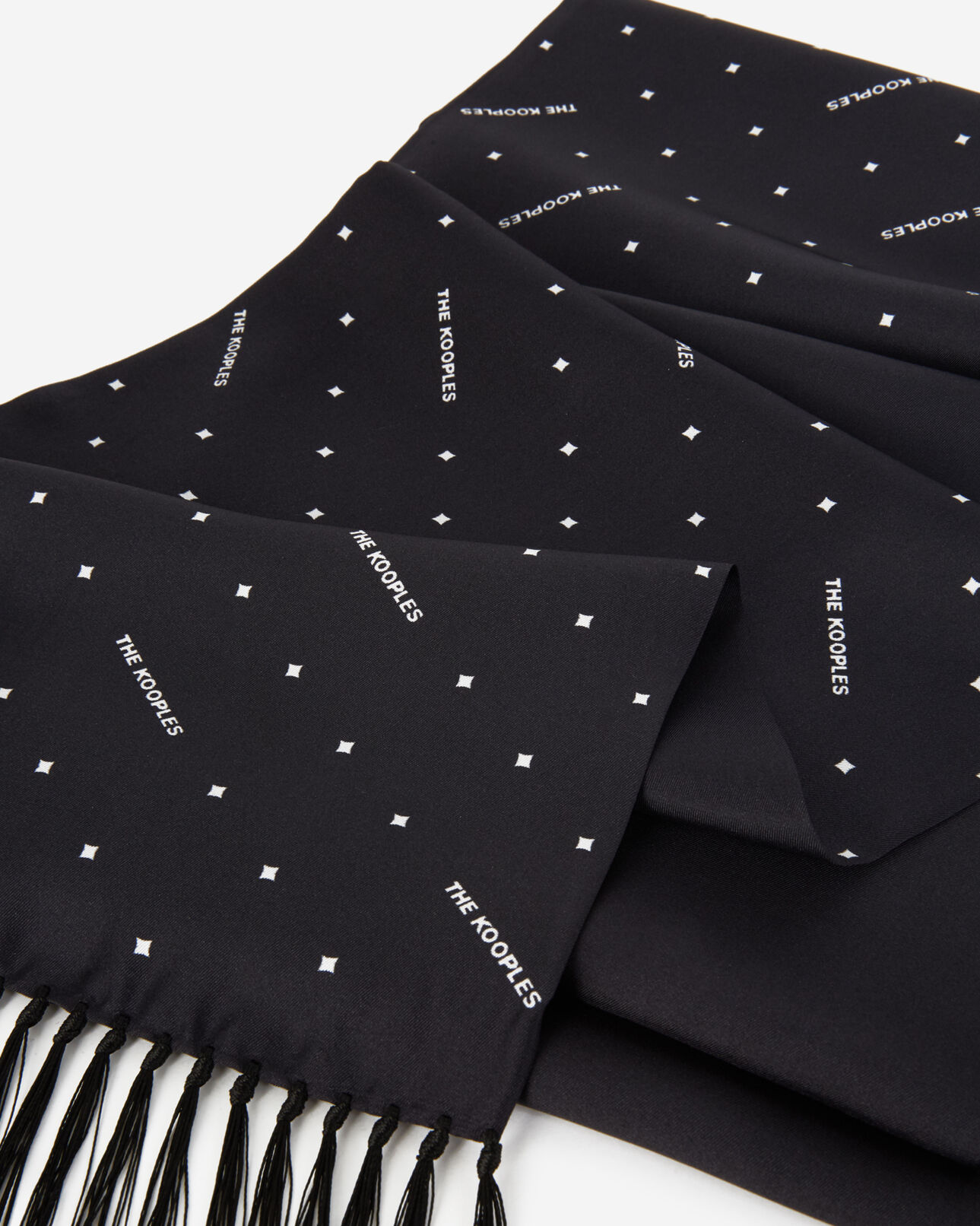 The Kooples HOMME BLACK foulard soie noir imprimé graphique