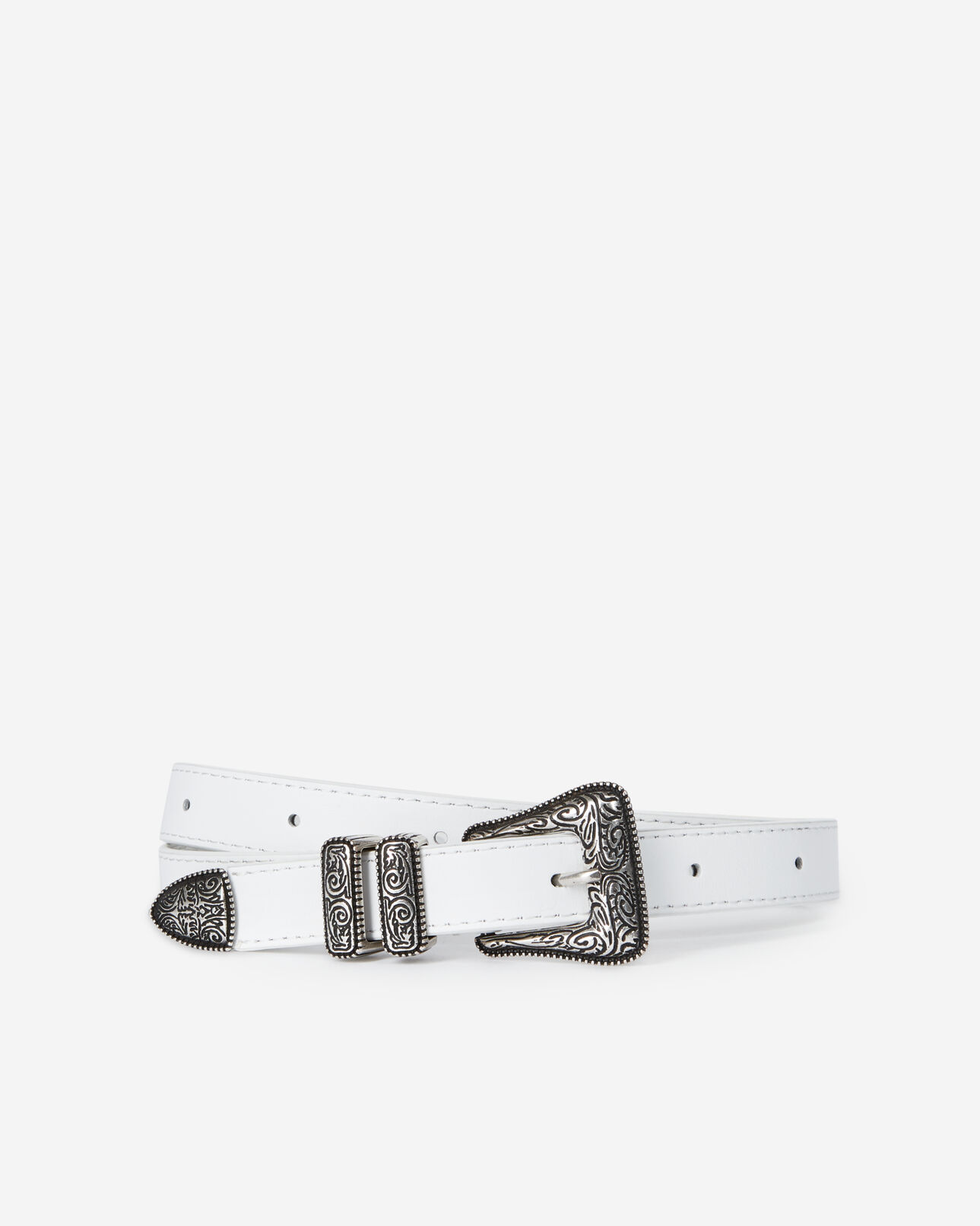 The Kooples MIXED WHITE thin white leather belt