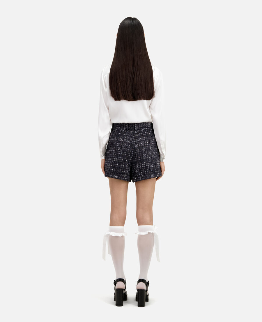 schwarz-weiße shorts aus tweed