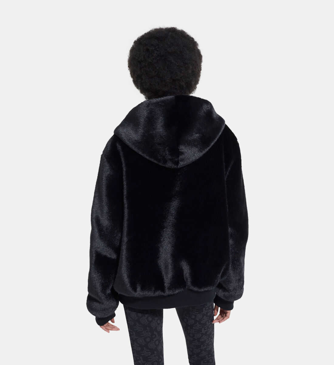 Black faux fur jacket hood best sale