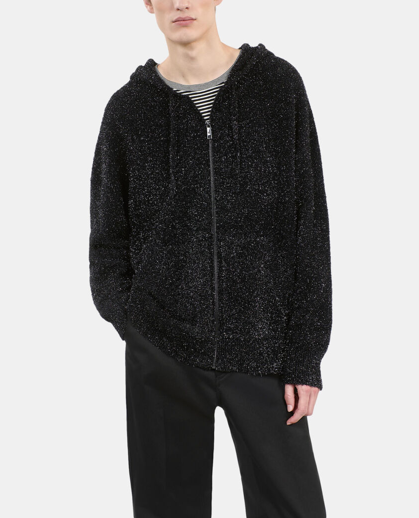 The Kooples HERREN BLACK schwarzer cardigan mit pailletten-effekt