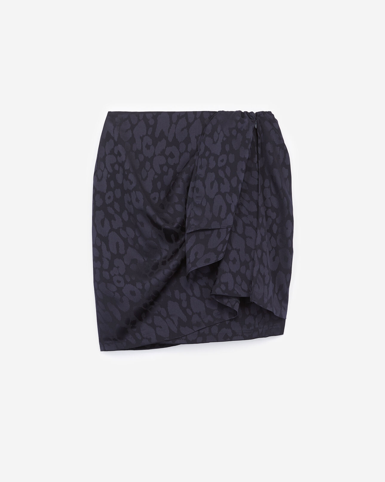 The Kooples WOMEN NAVY straight short wrap skirt with leopard print