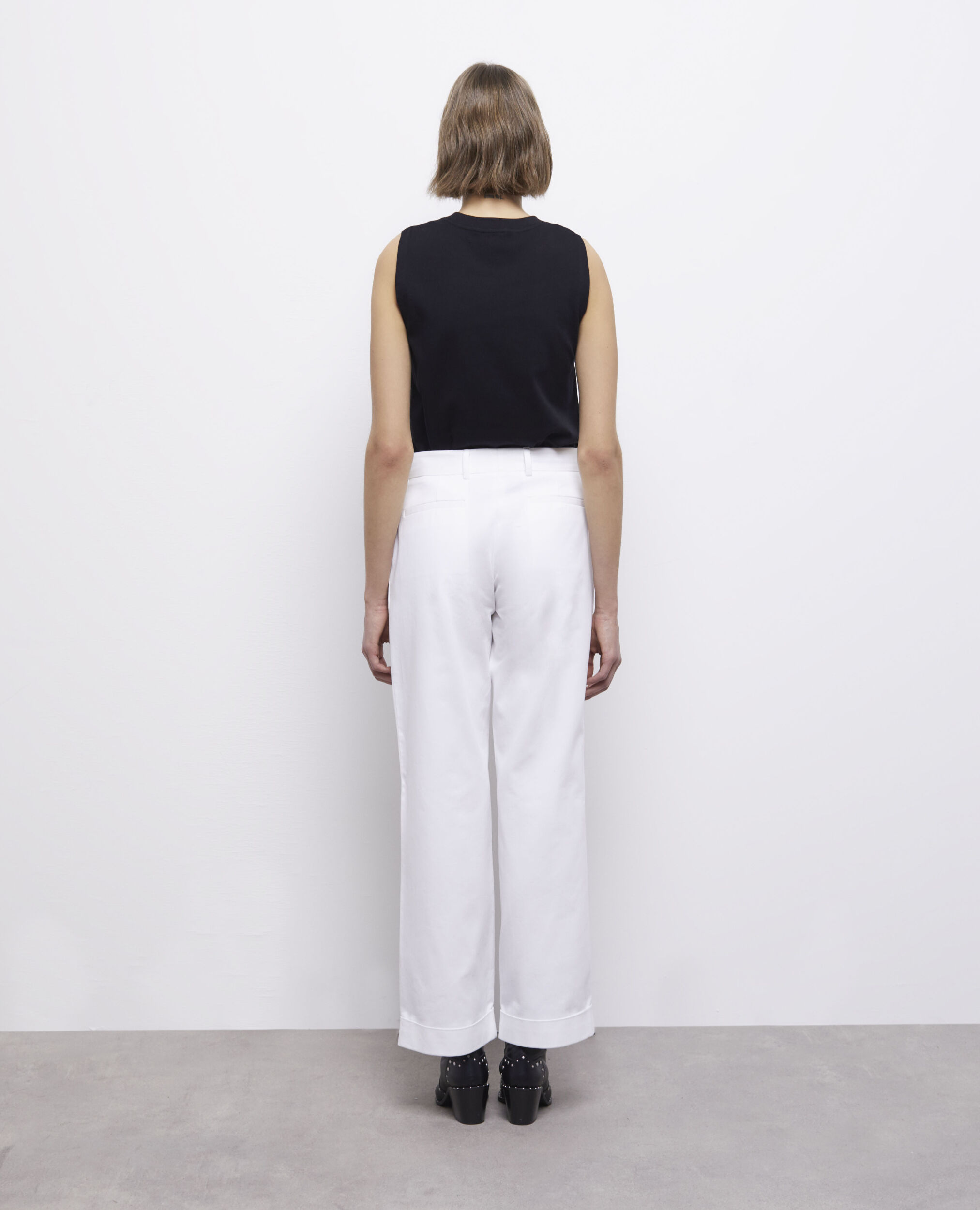 Wide-leg white pants, WHITE, hi-res image number null