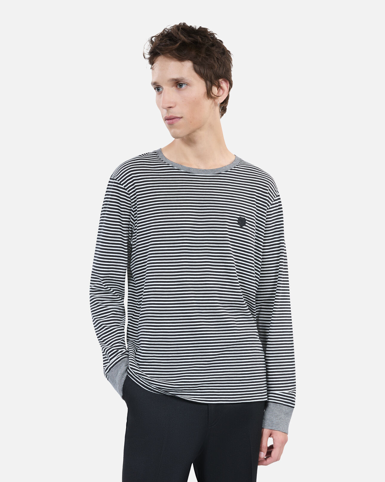 The Kooples MEN BLACK / WHITE striped long-sleeved t-shirt