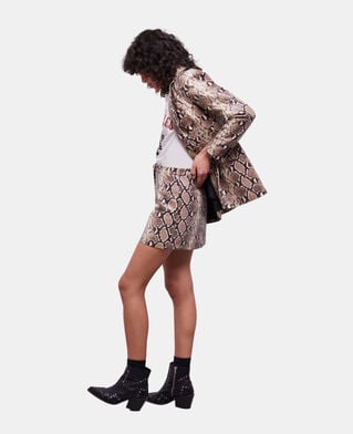 The Kooples WOMEN PYTHON BEIGE snakeskin-effect leather skirt