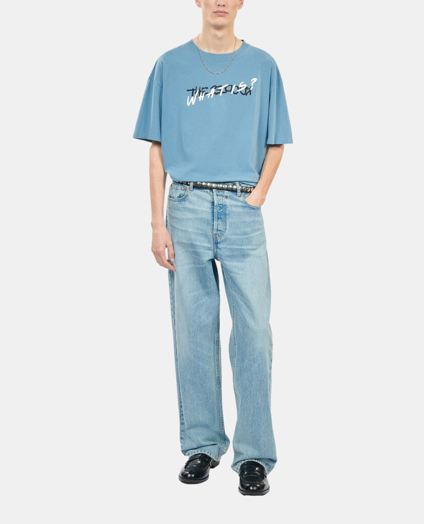 The Kooples H STONE BLUE light blue what is handwritten serigraphy t-shirt