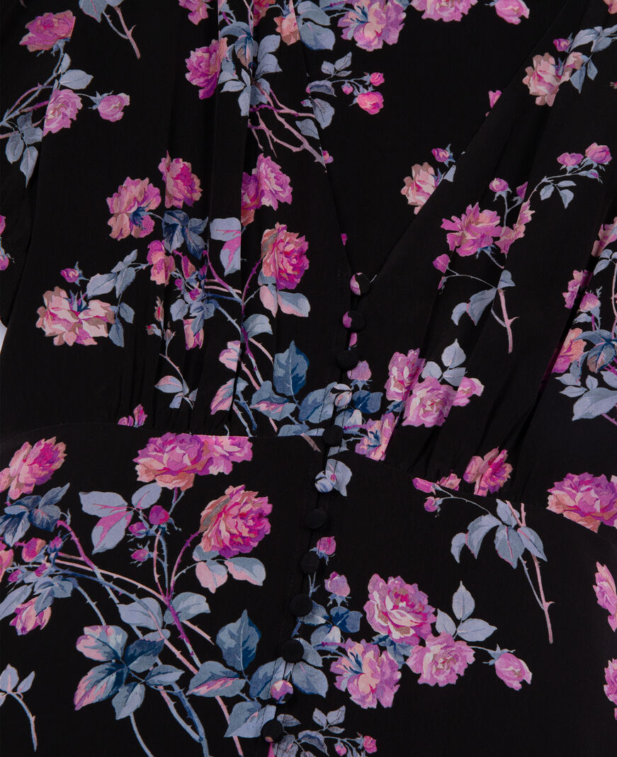 The Kooples F BLACK / PINK black floral print long dress