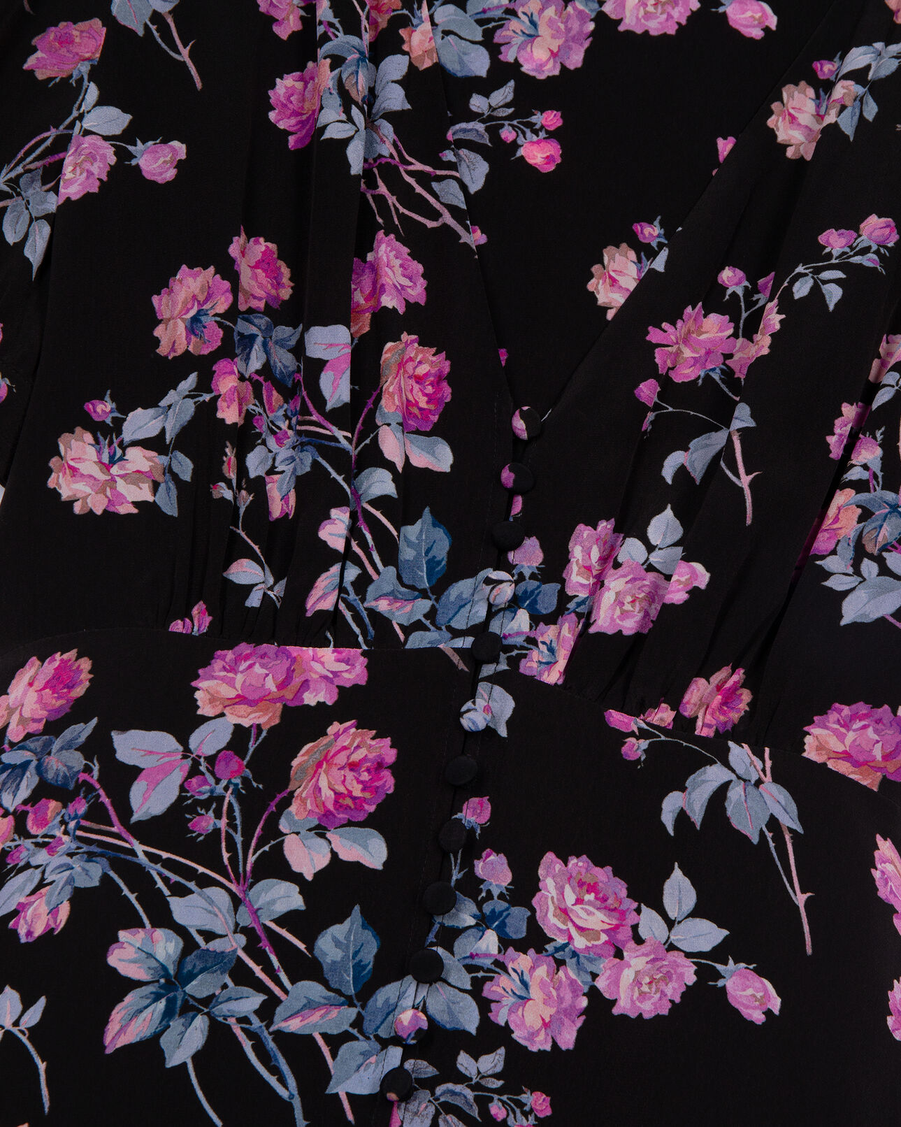 The Kooples WOMEN BLACK / PINK black floral print long dress