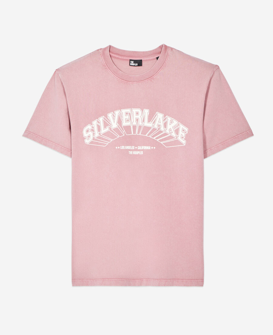 t-shirt rose clair avec sérigraphie silverlake