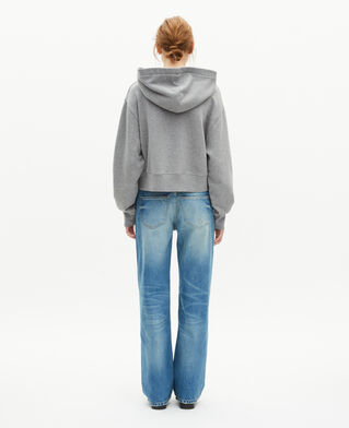 The Kooples F GREY MELANGE grey short hooded sweatshirt