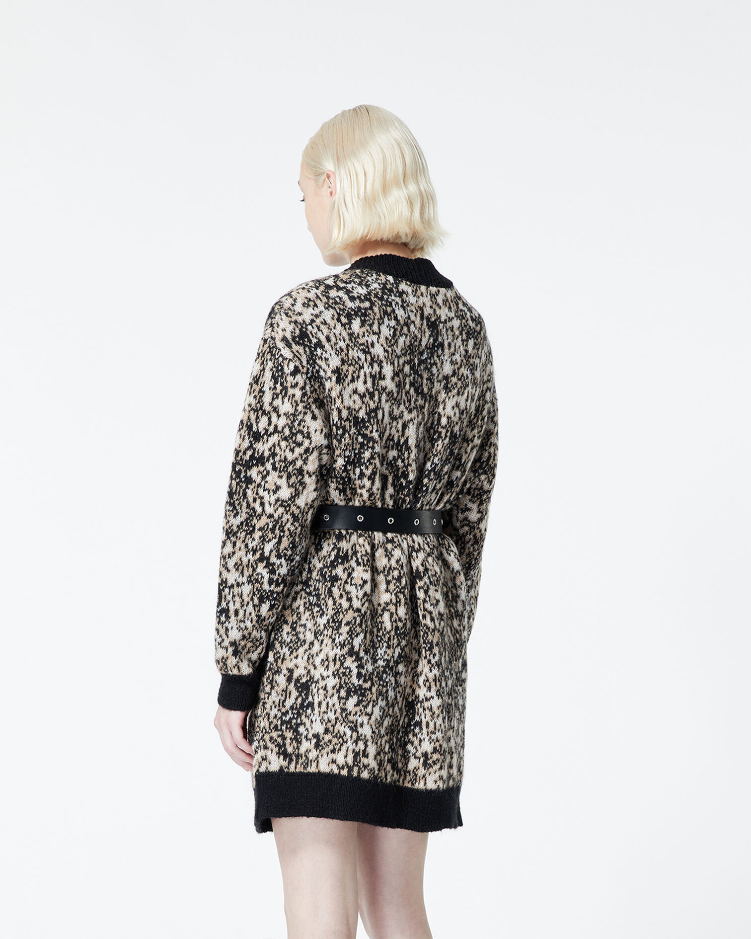 Strickjacke Leopardenprint lang, WHITE + BLACK PRINT, hi-res image number null