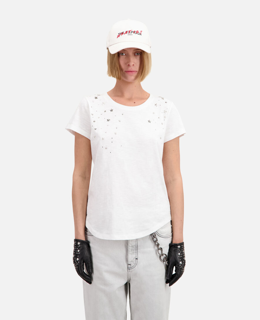 women's white t-shirt with stars