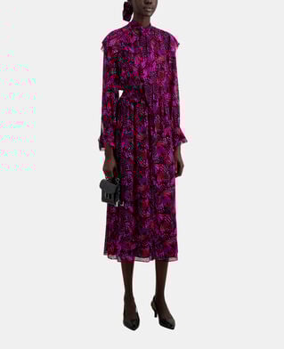 The Kooples FEMME PINK robe longue imprimée avec volants