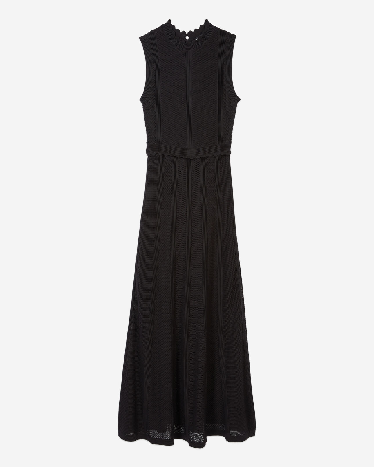 The Kooples WOMEN BLACK long black openwork knit dress