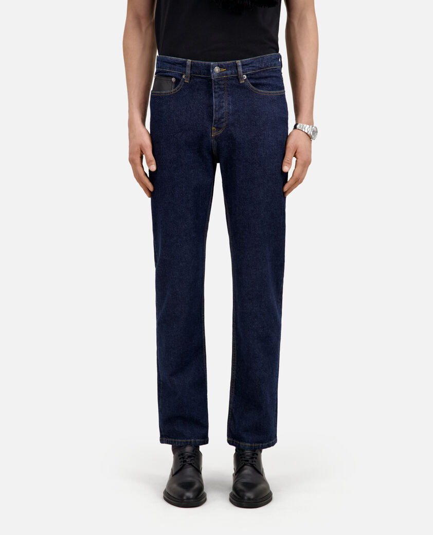 The Kooples MEN BLUE BRUT slim blue jeans with leather pocket