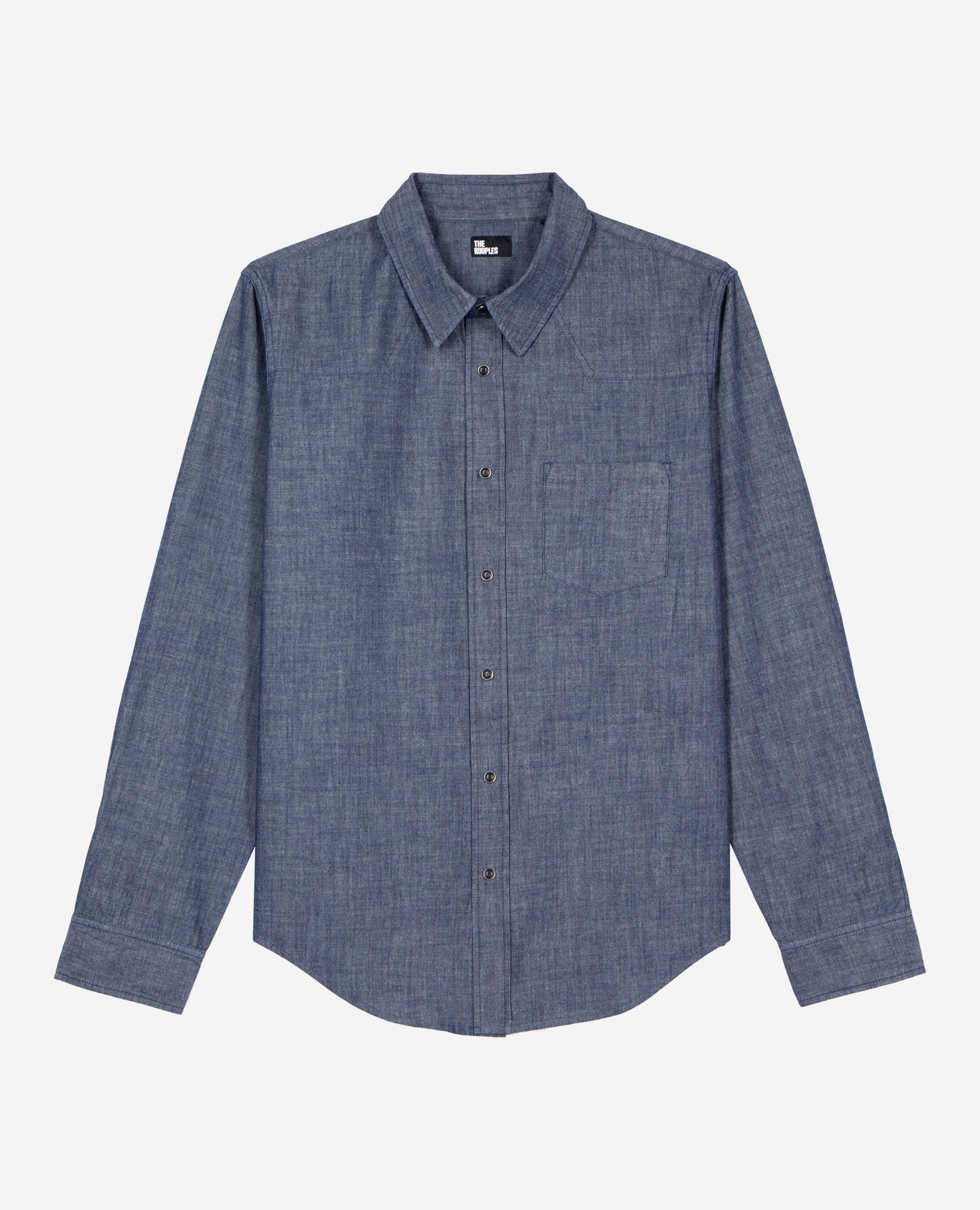 Blue raw denim shirt, BLUE ELECTRIC, hi-res image number null