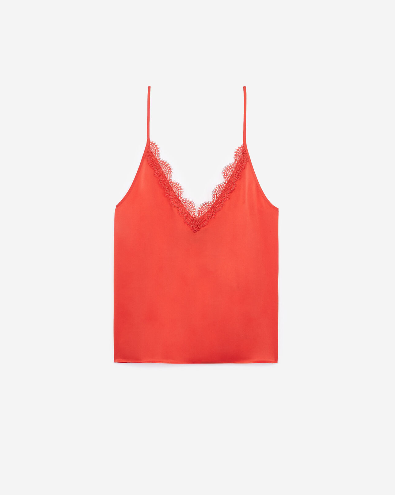 The Kooples FEMME RED caraco rouge soie et dentelle