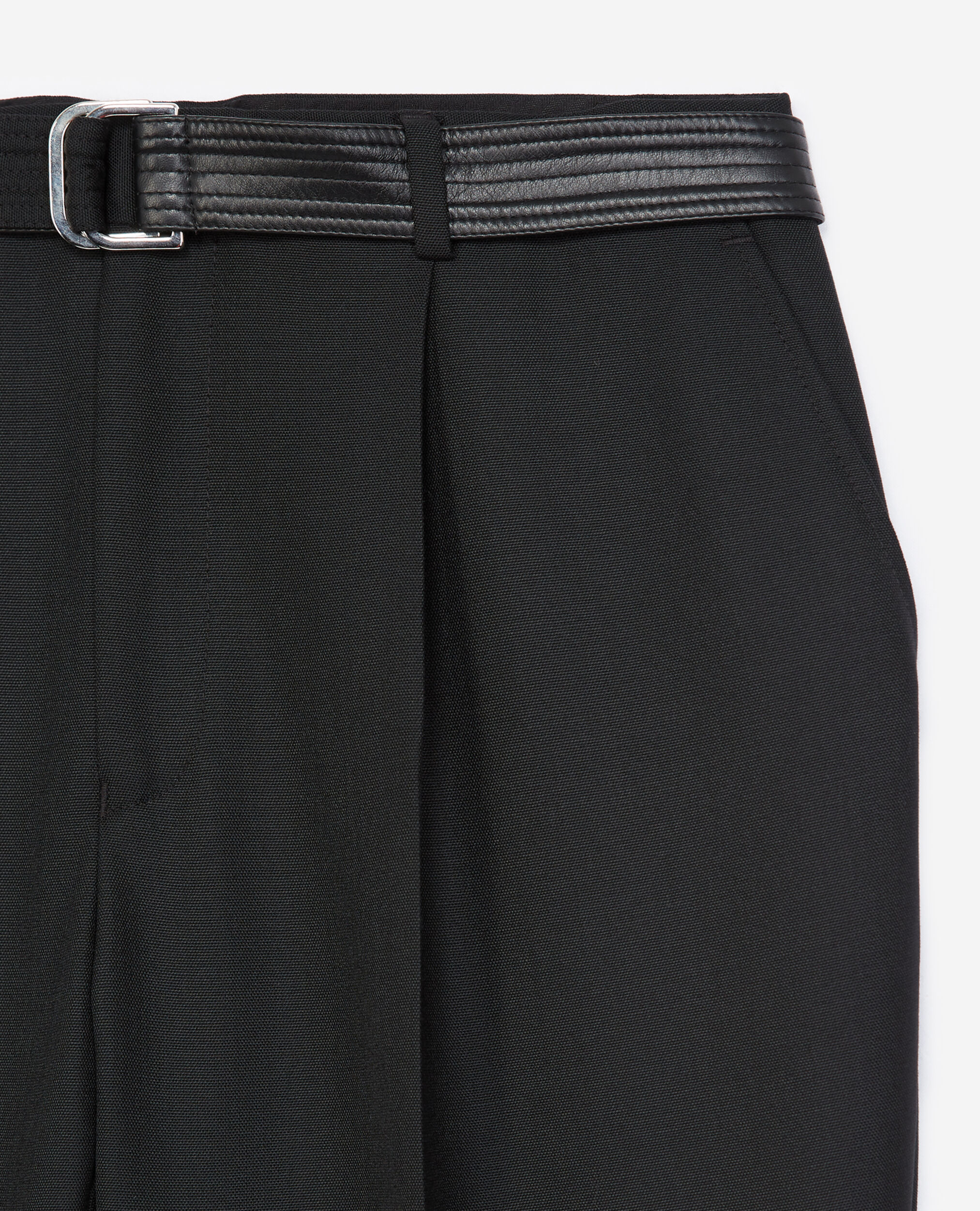 Pantalón traje lana negro cinturón, BLACK, hi-res image number null