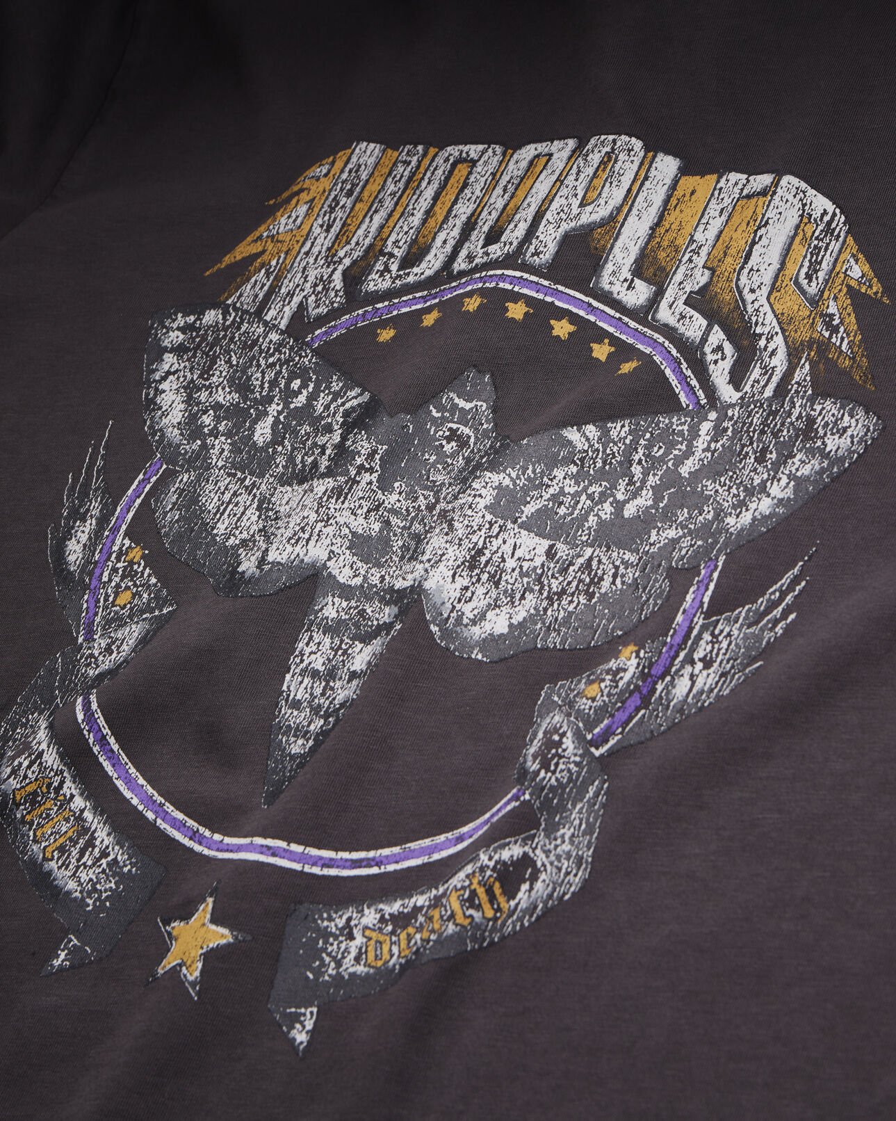 The Kooples MEN CARBONE carbon grey t-shirt with skull butterfly screen print