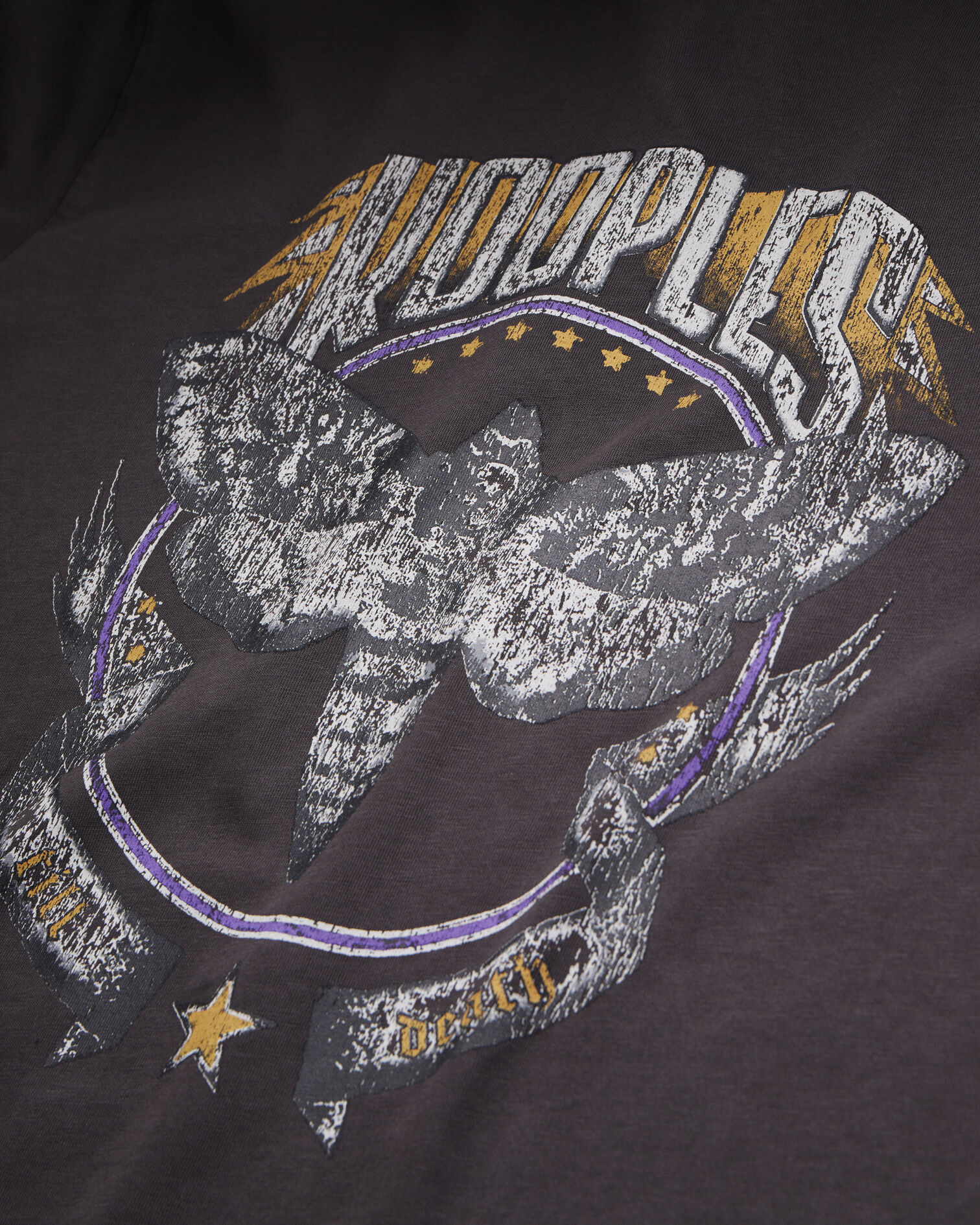 Carbon grey T-shirt with Skull butterfly screen print, CARBONE, hi-res image number null