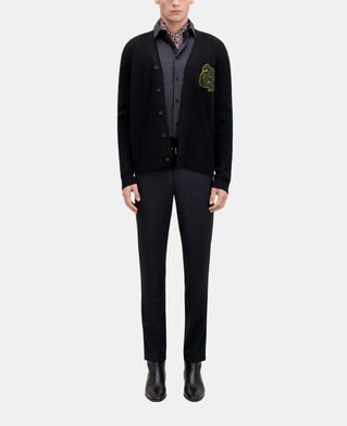 The Kooples HOMME BLACK cardigan en laine côtelée mélangée noir