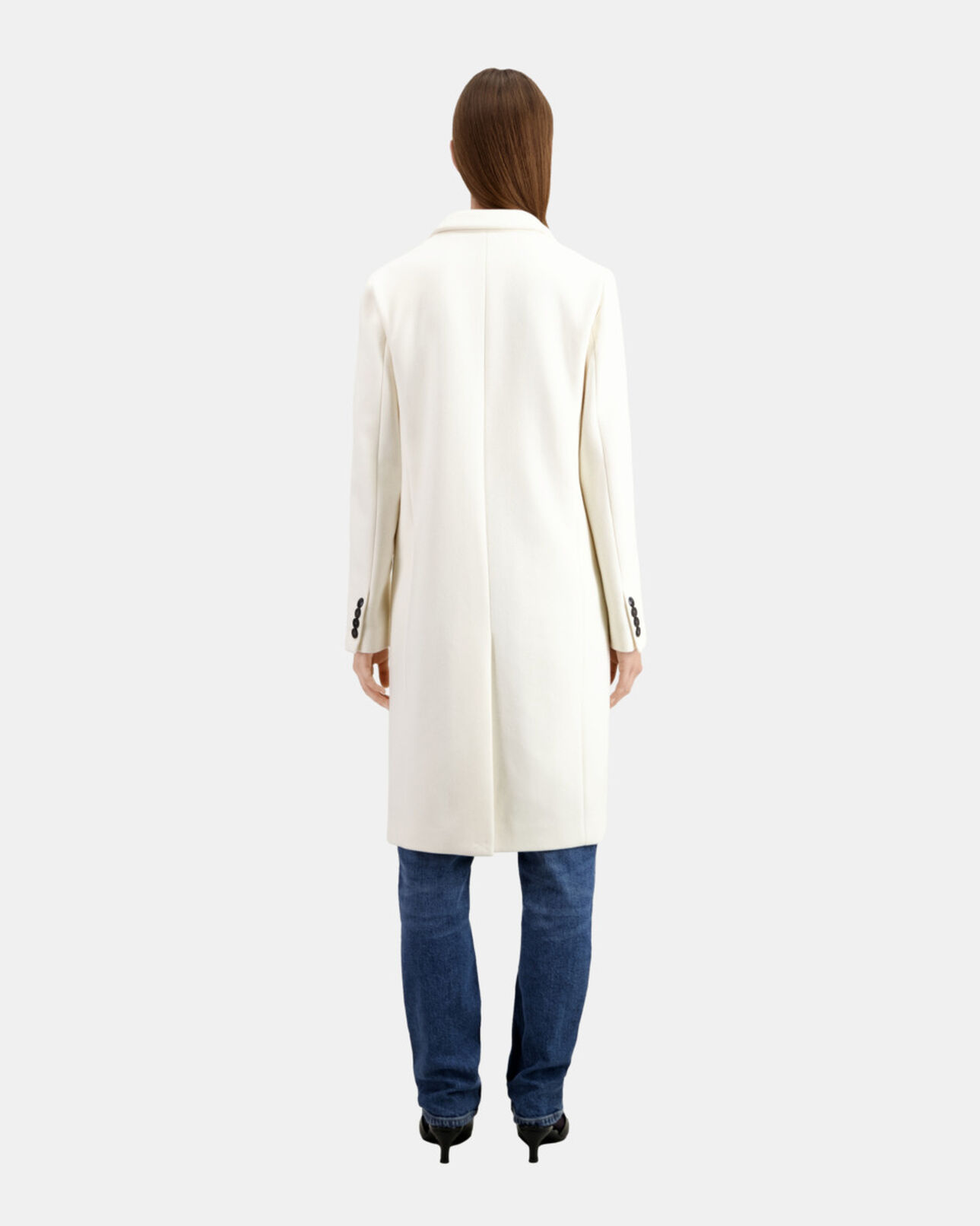 The Kooples DAMEN ECRU langer ecrufarbener mantel aus wolle