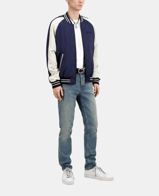 The Kooples HOMME NAVY blouson satiné avec broderie dragon bleu