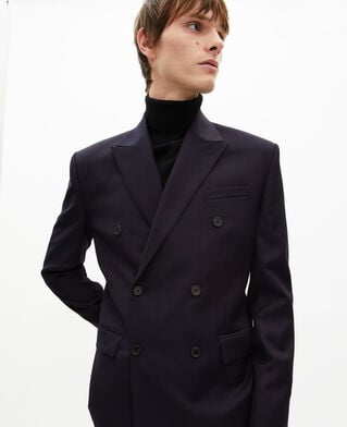 The Kooples HOMME NAVY-RED veste de costume crois&eacute;e &agrave; rayures marine