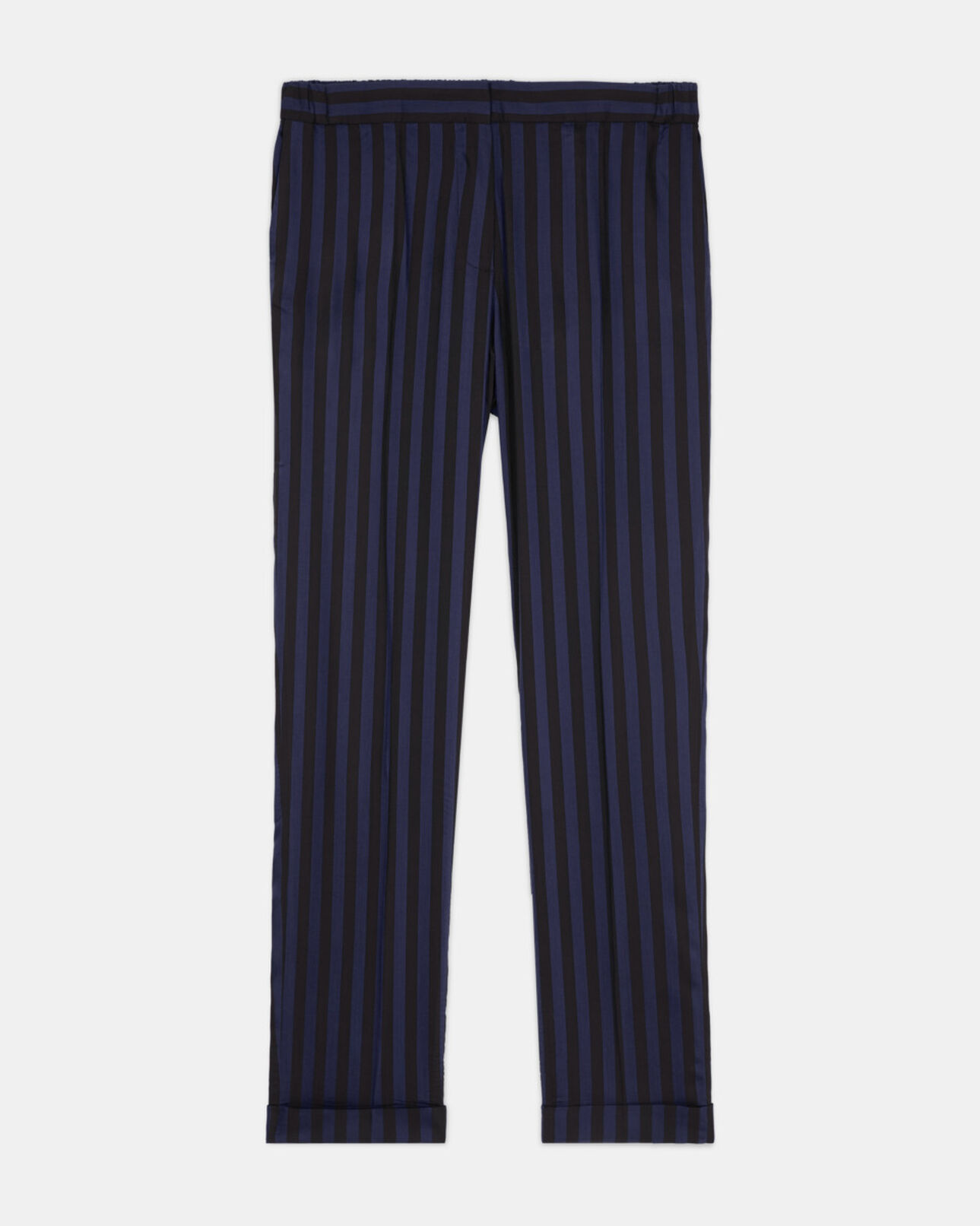 The Kooples FEMME BLACK NAVY pantalon droit rayé