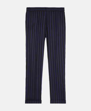 The Kooples F BLACK NAVY straight-cut striped pants