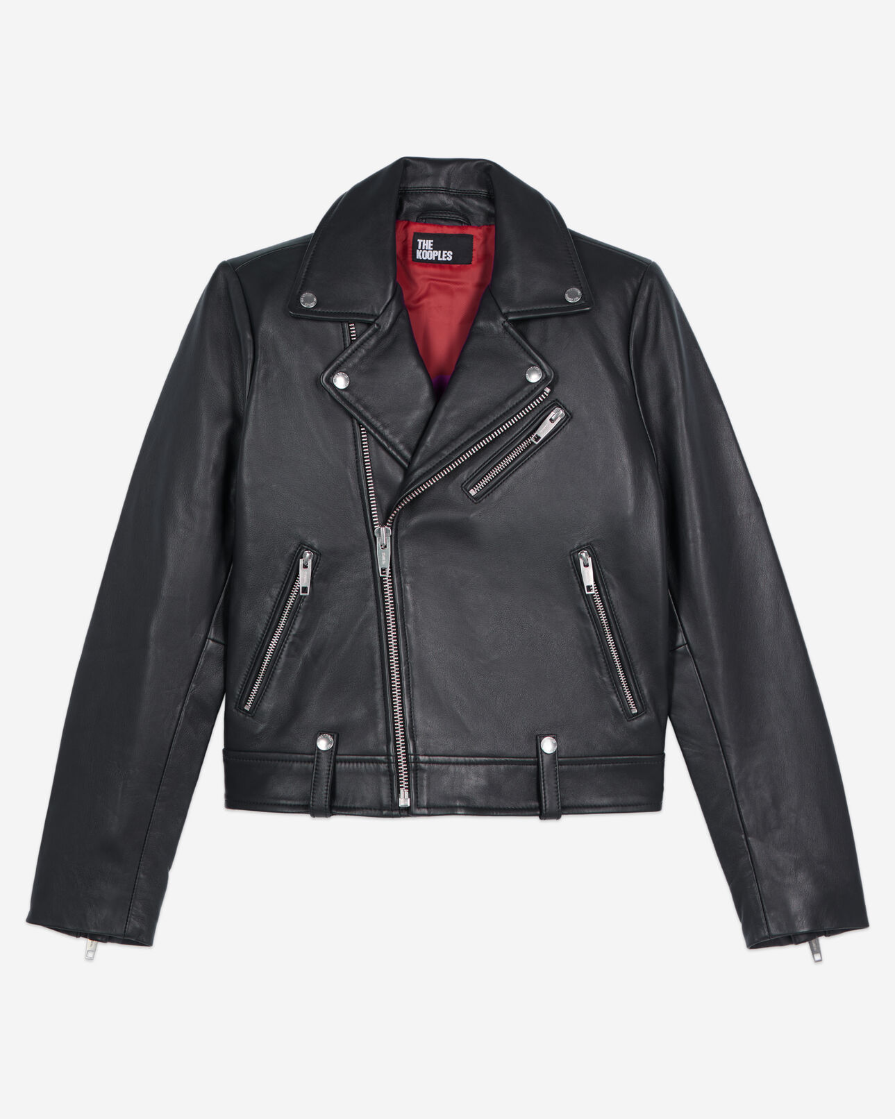 The Kooples WOMEN BLACK black leather biker jacket