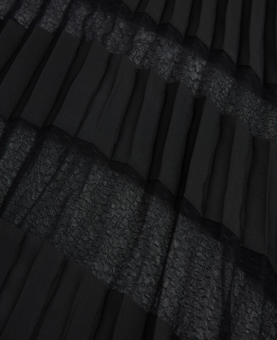 The Kooples F BLACK long black pleated skirt