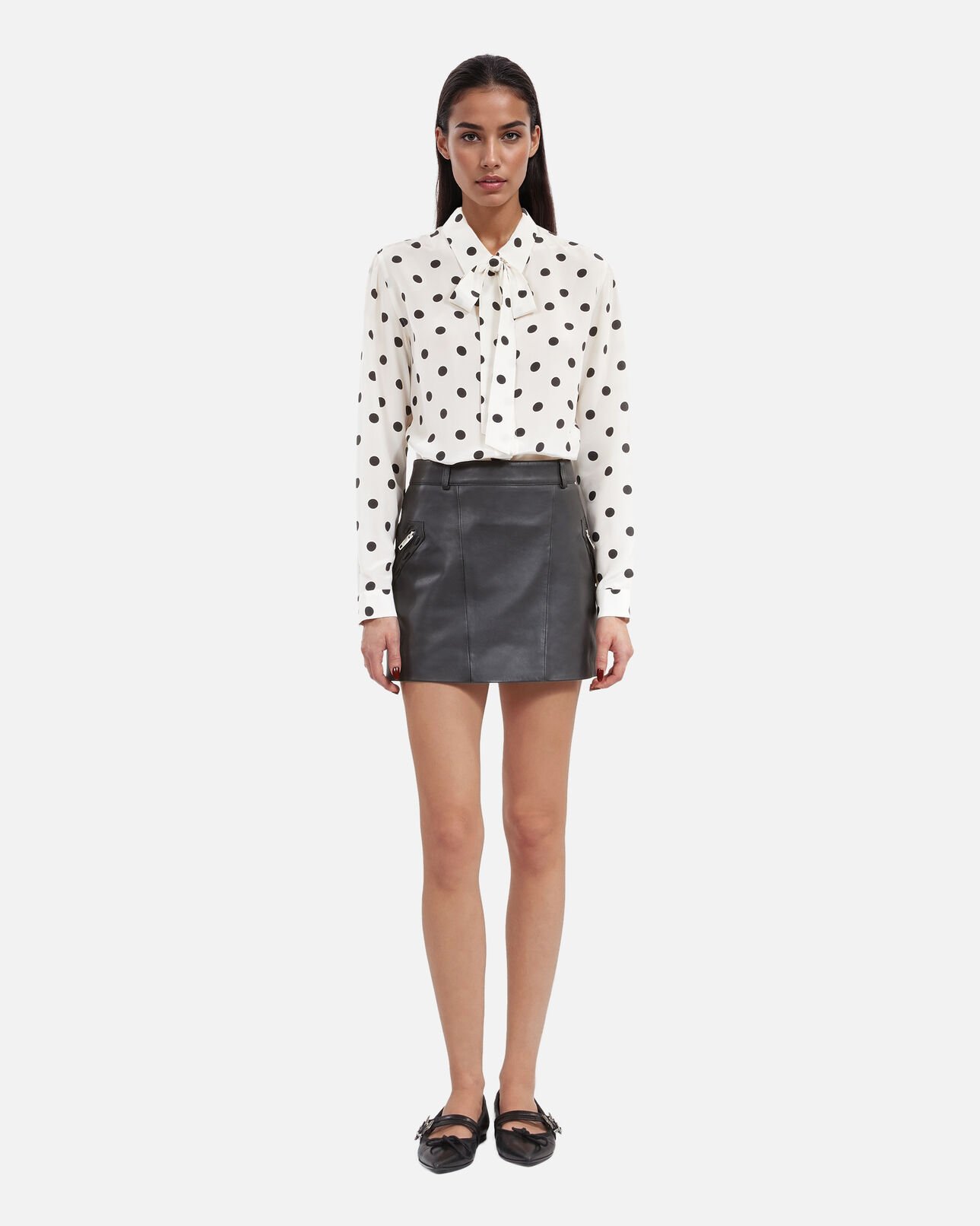 The Kooples MUJER BLACK STONE falda corta de cuero negra