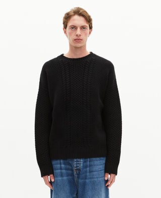 The Kooples MEN BLACK black wool cable sweater