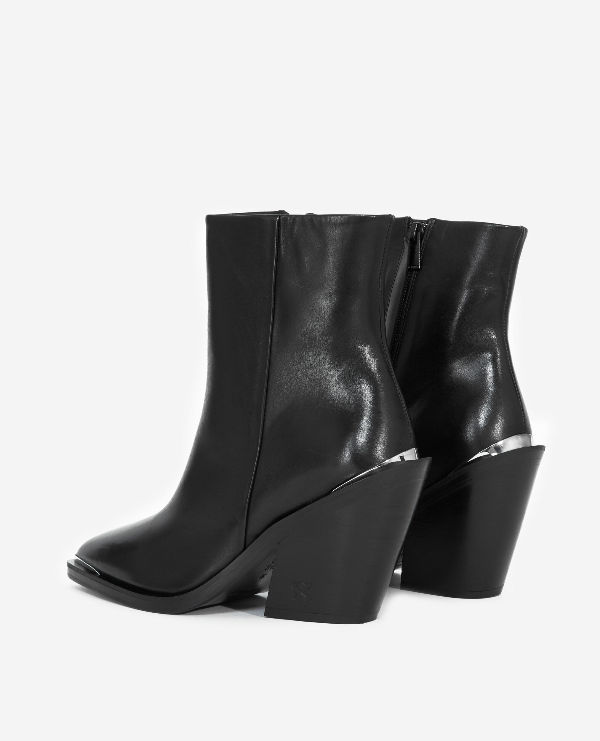 Cowboy-style heeled black ankle boots, BLACK, hi-res image number null