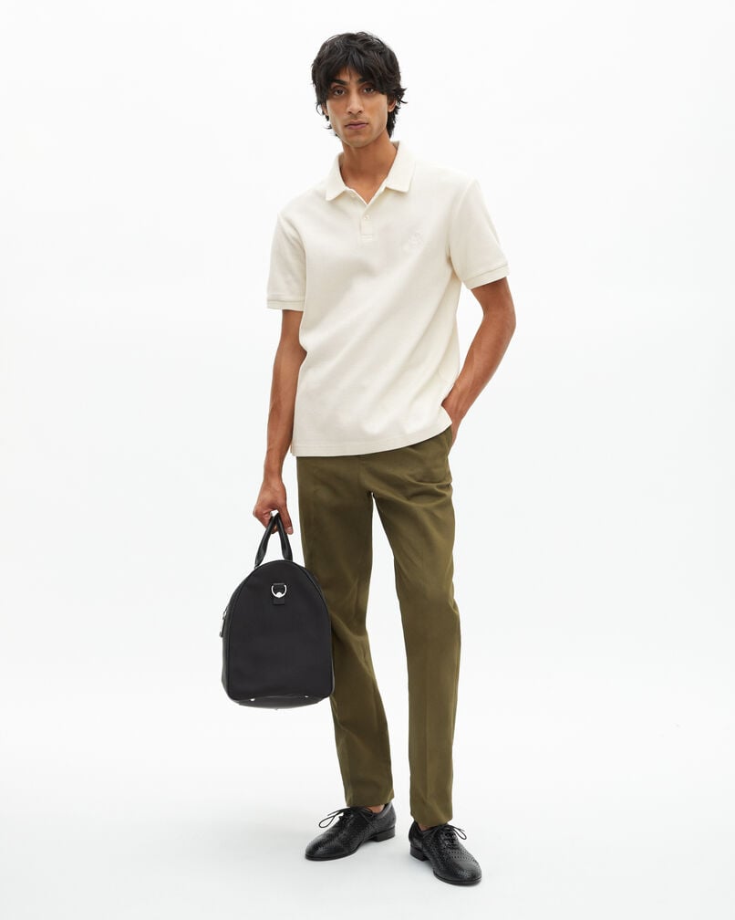 The Kooples MEN ECRU honeycomb polo shirt with ecru crest