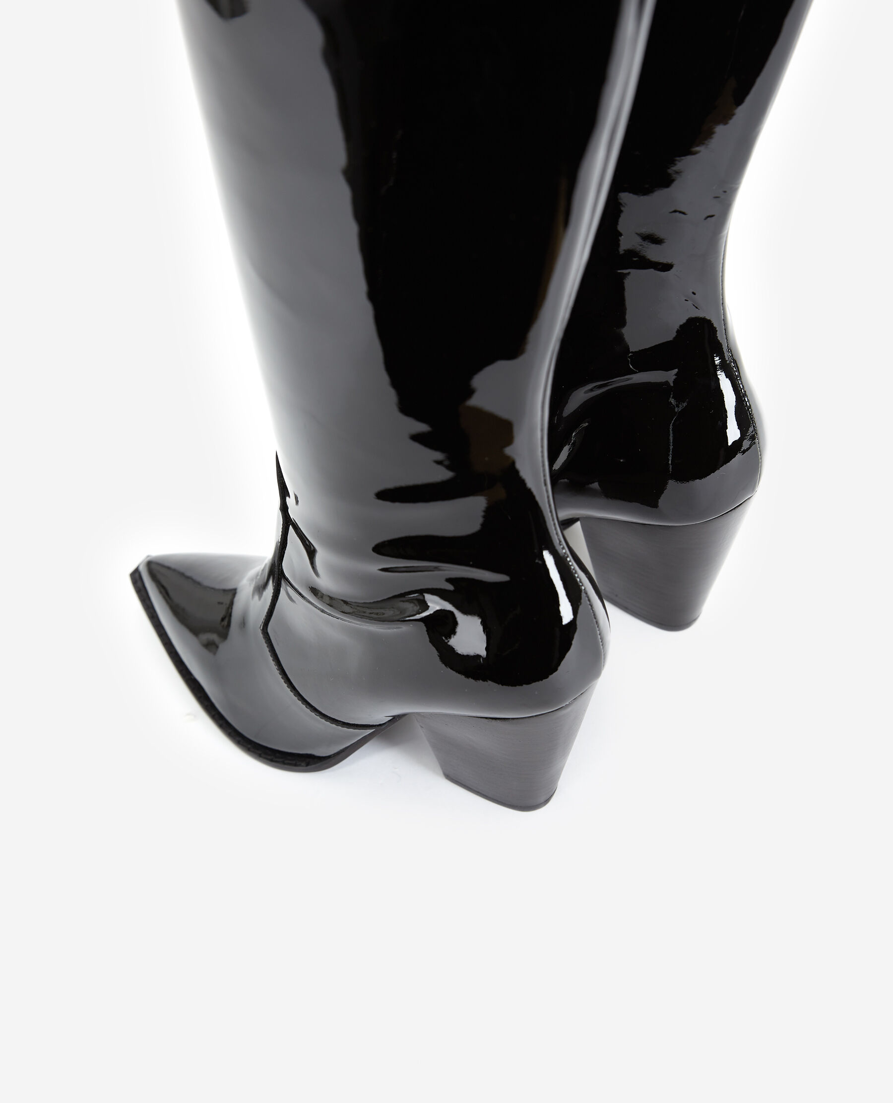Black patent gogo boots sales