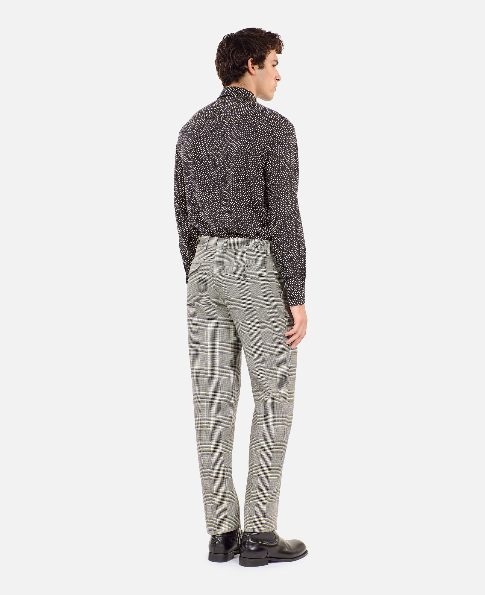 The Kooples MEN BLACK WHITE black and white houndstooth wool suit trousers