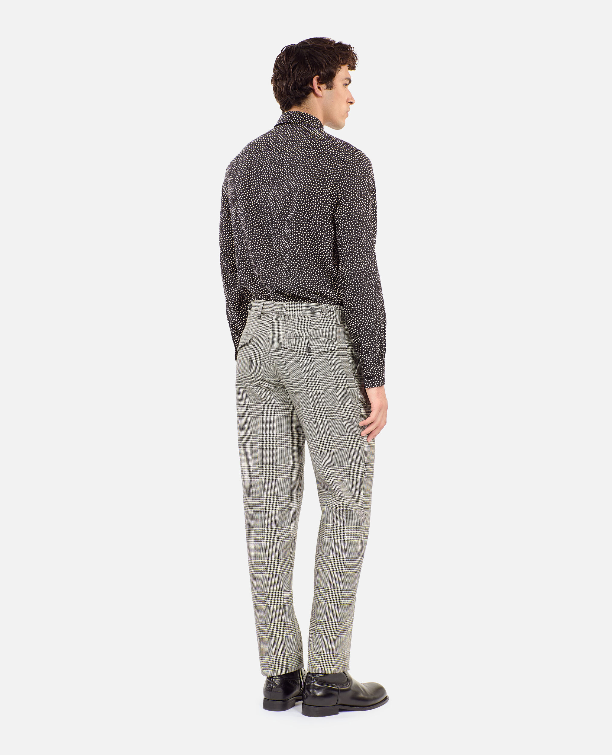Black and white houndstooth wool suit trousers, BLACK WHITE, hi-res image number null