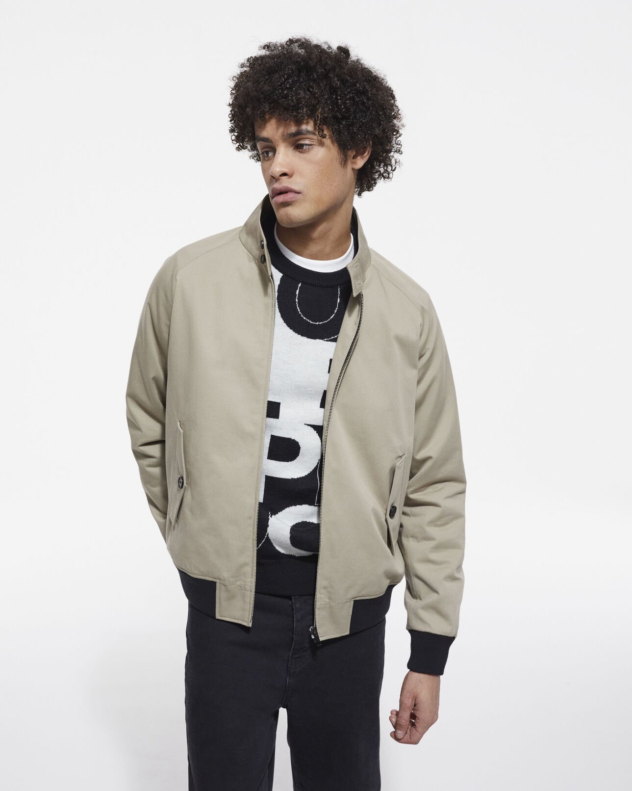 The Kooples HERREN BEIGE beige gefütterte jacke mit leopardenmuster