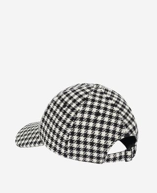 The Kooples MIXED PIED DE POULE black houndstooth wool cap