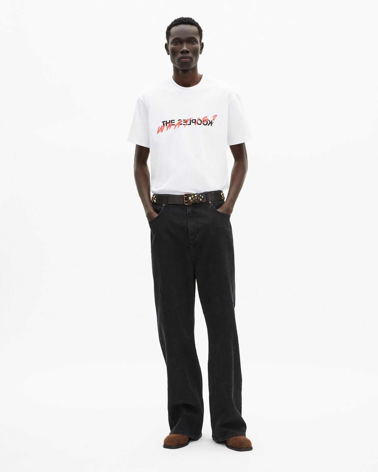 The Kooples HERREN BLACK WASHED gerippte, schwarze jeans mit baggy-passform