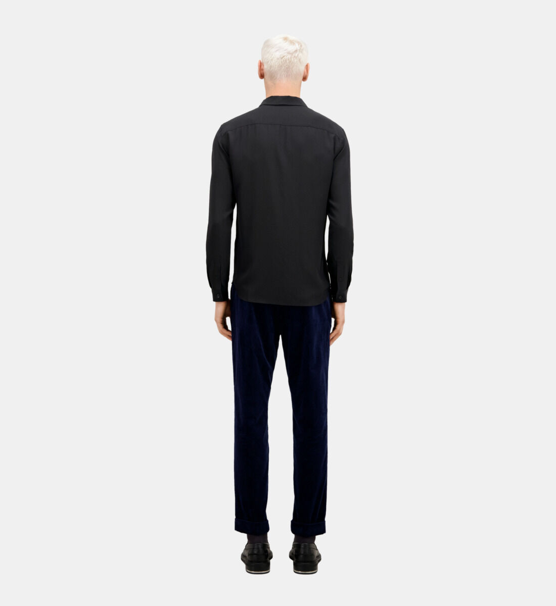 Black silk best sale button down shirt