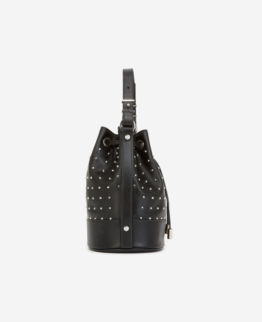 studded medium tina bag in black leather